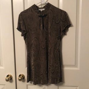 Gold Ana Black Swirl Asian Inspired Top